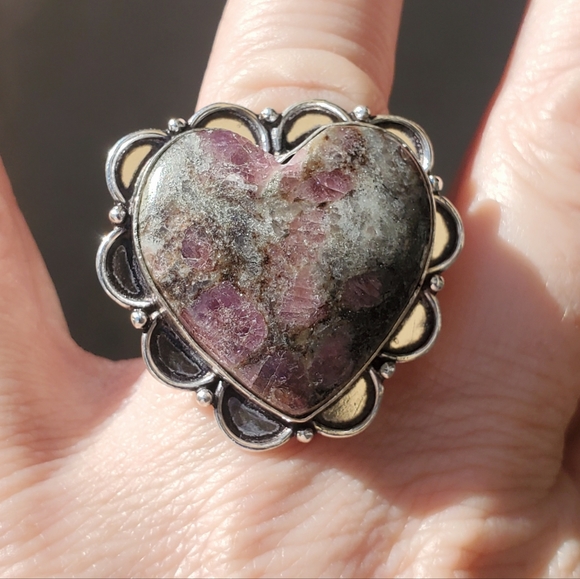 New Heart Shaped Pink Tourmaline 925 Silver Ring. - Picture 7 of 11